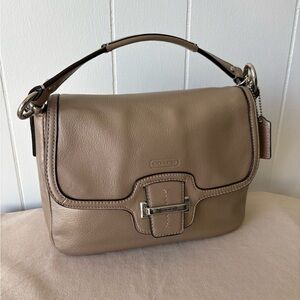 Coach Metallic Beige Leather Taylor Flap Bag